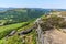 A view north along the rocky cliff edge on the top of Bamford Edge, UK