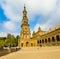 A view of the northern side of the Plaza de Espana in Seville, Spain in the stillness of the early morning