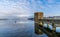 A view northward across the waters of Pitsford Reservoir, UK