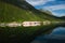 View of norwegian fisherman village Husoy, Senja island, Norway