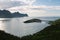 View of norwegian fisherman village Husoy, Senja island, Norway