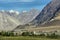 View of Nubra valley with Maitreya Buddha statue and Diskit gompa, Ladakh, India