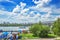 View of the Ob river to the promenade, the Marina and the metro