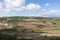 View of Obidos green fields around city walls, Obidos is an medieval Portuguese village