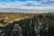 View from observation deck of Bastei in Saxon Switzerland, Germany. National park Saxon Switzerland. Germany,