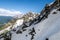 View from observation deck at  Roza Peak mountain in Sochi resort city Roza Khutor