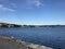 View of the ocean from above the rocks in Sanxenxo Galicia Spain