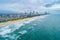 View of ocean coastline and Surfers Paradise.