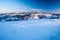 View from Ochodzita hill above Koniakow village in Silesian Beskids mountains in Poland during winter