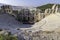 View of the Odeon of Herodes Atticus from the Acropolis of Athens with the stage set, Athens, Greece