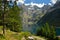 View of Oeschinensee (Oeschinen) Lake whrer is UNESCO World Heritage Siteat at Kandersteg, Switzerland in summer