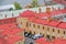 View of office cases of Peter and Paul Fortress from height of bird\'s flight in Saint Petersburg, Russia