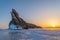 View of Ogoy Island in Frozen Lake Baikal