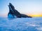 View of Ogoy Island in Frozen Lake Baikal