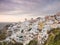 View of Oia with clouds in Santorini island