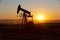 View of Oil Well Pumpjack at Sunset Oil Industry