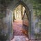 View of an old brick entrance arch to a park