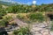 View of the old bridge over the river Viosa, Albania