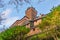 View of an old castle of Haut-Koenigsbourg or fortress on a hilltop