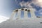 A view of an old church with arch in the island of Patmos, Greece