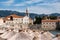 View on the old city Budva at Adriatic sea coastline, Montenegro.