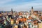 View of the old city of Wroclaw in Poland, bird eye view of colorful roofs of old town