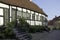 view through an old cobble street and old timbered houses in Ebeltoft Denmark