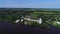 View of the old fortress from the river Volkhov aerial video. Staraya Ladoga, Russia