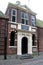 View at an old house with a white entrance in leiden south holland netherlands