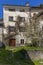 View of the old houses in the alpine village of Poschiavo in Switzerland during spring