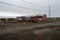 View of old houses in a small indigenous town on St. Lawrence Island