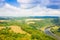 View from old Koenigstein castle down on river Elbe in Saxony