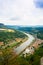 View from old Koenigstein castle down on river Elbe in Saxony