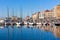 View on Old Port of Gijon and Yachts