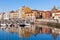 View on Old Port of Gijon and Yachts, Asturias, Northern Spain
