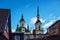 View of old residential areas of Parnu Estonia and roof of the Church of St. Catherine the Great Martyr The Estonian Orthodox