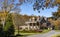 View of a Old Restored Stone Colonial House With Gardens and Landscape