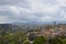 A view of the old Segovia town and he Guadarrama mountains.