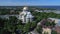 View of old St. Nicholas Naval Cathedral aerial video. Kronstadt, Russia
