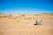 View of old stone water wells in semi-desert