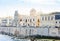 View of old street, facades of ancient buildings in seafront of Ortygia Ortigia Island, Syracuse, Sicily, Italy