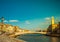 View of old street and river Arno in Pisa city