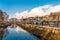 View of  old town along the lake in the center of Srinagar during winter evening , Srinagar , Kashmir , India