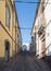 View of old town Arucas street with colorful bulding in colonial style. Gran Canaria, Canary Islands, Spain