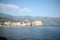 View of old town Budva on mountains background, Montenegro. The resort city located in Budva Riviera of Adriatic Sea for