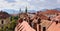 View of the old town center of Graz from the staircase of Castle Schlossberg Hill