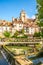 View at the Old Town of Dole with Church of Notre Dame - France