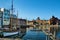 View of old town Gdansk GdaÅ„sk, Poland Polska with merchants` house, Mariacka Gate, and famous historic Medieval Crane. Beauti