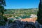 view of the old town of Kotor in Montenegro and bay from fortress walls, medieval architecture, travel