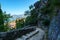 view of the old town of Kotor in Montenegro and bay from fortress walls, medieval architecture, travel